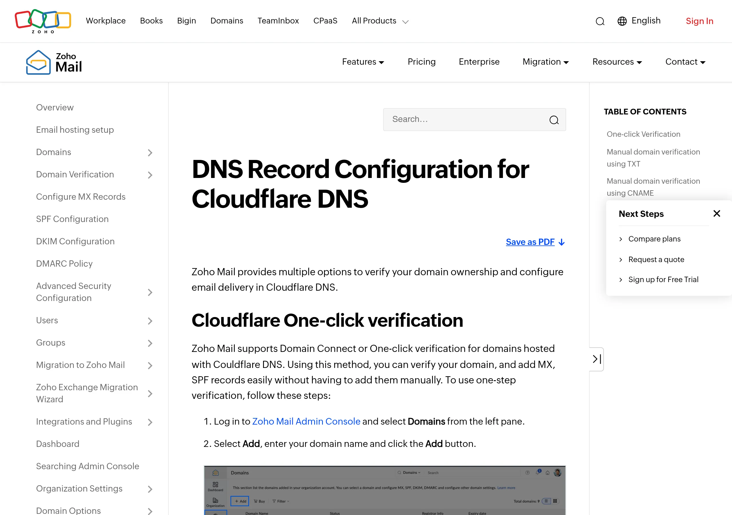Zoho 官方文档:Cloudflare DNS 记录配置